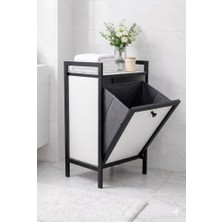 Mudesa Metal Ahşap Banyo Düzenleyici Çamaşır Sepeti - Kirli Sepeti Ahşap Banyo Dolabı - Banyo Rafı