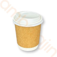 Ambalajın 8 Oz Double Wall Karton Bardak Beyaz Kapaklı – Dw Tek Kullanımlık Çift Katlı Kahve ve Çay Bardağı