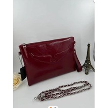 Ges Shop Kadın Zincir Askılı Rugan Deri Clutch Çanta
