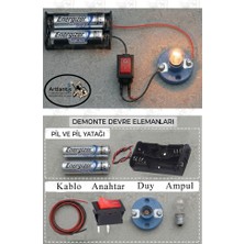 Artlantis Paralel Basit Elektrik Devresi 1 Paket Deney Seti Eğitici Elektrik Devresi Duy Ampul Anahtar Pil Yatağı
