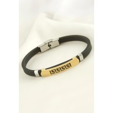 Osense Labirent Deri Çelik Bileklik