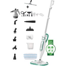 Kiwi Çok Fonksiyonlu Buharlı Paspas Mop 10 Aparatlı Ev Zemin Döşeme ve Araba Temizleyici Yüksek Basınçlı Dezenfekte Makinesi Cam Temizleme Başlıklı