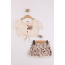 Joy Kids Kız Çocuk Vintage Astarlı Takım (2-5yaş) (Bej)