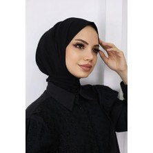 Fresco Scarfs Kadın Tesettür Çıt Çıtlı Hijap Bone Hazır Türban Eşarp Şal Siyah