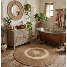 Hüco Bazaar Dekoratif Yer Hasırı Banyo Paspası Çok Amaçlı Halı Paspas Kilim 75 cm