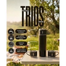 Vacuum Bottle Paslanmaz Çelik Termos 3 Bardaklı 500 ml Kutulu Sızdırmaz Se