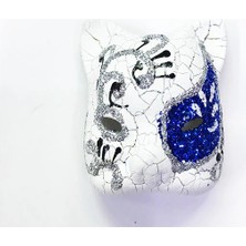 My Best Store Mavi Renk Işlemeli Seramik Malzemeden Imal Venedik Kedi Model Magnet