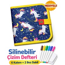 Silinebilir Doodle Çizim Defteri / 6 Adet Kalem ve 2 Adet Silme Bezi Hediye
