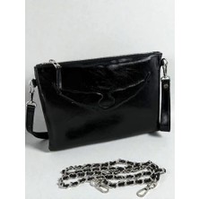Ges Shop Kadın Zincir Askılı Rugan Deri Clutch Çanta