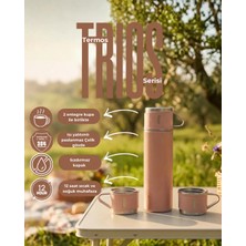 Vacuum Bottle Paslanmaz Çelik Termos 3 Bardaklı 500 ml Kutulu Sızdırmaz Set