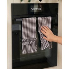 2li Siyah Pötikare Fırın Örtüsü / Kurulama Bezi