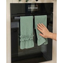 2li Yeşil Pötikare Fırın Örtüsü / Kurulama Bezi