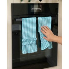 2li Turkuaz Pötikare Fırın Örtüsü / Kurulama Bezi