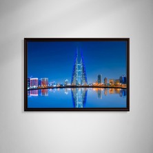Bahrain Finans Merkezi – Gece Mimarisi ile Gücün Yeni Formu-Çerçeveli Tablo(Kahverengi)
