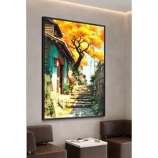 Artan Gallery Italyan Kadife Sonbahar Sokak Duvar Tablosu | Manzara | Yağlı Boya Görünümlü | Ahşap Çerçeveli