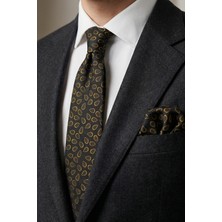 Milleniva Damla Desen Siyah Gold Kravat & Mendil