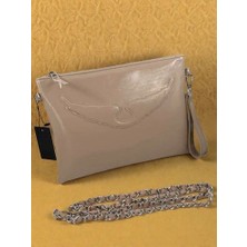 Ges Shop Kadın Zincir Askılı Rugan Deri Clutch Çanta
