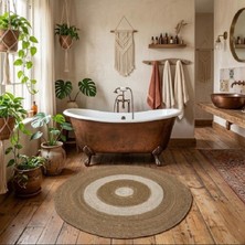 Hüco Bazaar Dekoratif Yer Hasırı Banyo Paspası Çok Amaçlı Halı Paspas Kilim 75 cm