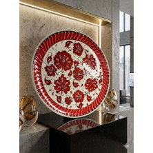 Anka Select Geleneksel El Işlemesi Kırmızı  Iznik Çini Tabak - Modern Dekoratif Obje