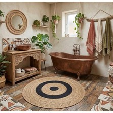 Hüco Bazaar Dekoratif Yer Hasırı Banyo Paspası Çok Amaçlı Halı Paspas Kilim 75 cm