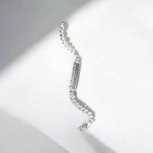 Umut Silver Siyah Detay Işlemeli 925 Ayar Gümüş Bileklik