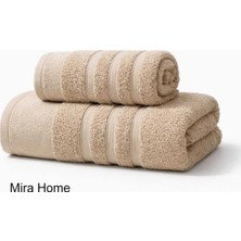 Mira Home 2 Parça Pamuklu Banyo Havlu Seti Ayla Bej
