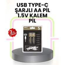 My Best Store Tekrar Şarj Edilebilir Aa USB Type-C Pil | 1000+ Döngü | 1.5V Sabit Voltaj