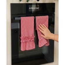 2li Kırmızı Pötikare Fırın Örtüsü / Kurulama Bezi