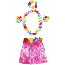 SHC4200 Pembe Hawaii Seti - Kolye, Etek, Taç Bileklik