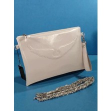 Ges Shop Kadın Zincir Askılı Rugan Deri Clutch Çanta
