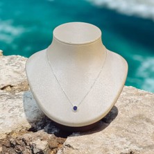 Umut Silver Lacivert Taş Detaylı 925 Ayar Gümüş Kadın Kolye