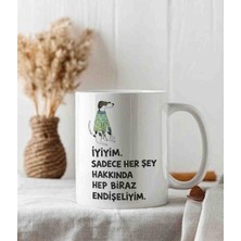 Weiler Riger Komik Köpek Figürlü Endişeliyim Sözlü Premium 330 ml WR-KP101 - Hediye Porselen Kupa Bardak