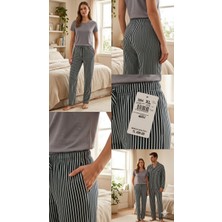 Comfortline Çizgili Kadın Pijama Altı – Açık Yeşil L