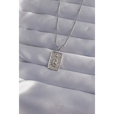 316L Çelik Zincir Gümüş Renk Lazer Işlemeli Göz Figür Tarot Kolye - Lisinya