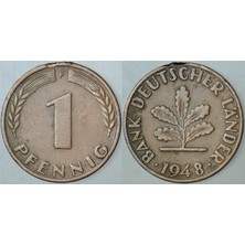 Banknoting Almanya 1 Pfennig 1948 Bank Deutscher Lander.