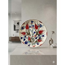Anka Select Geleneksel El Işlemesi Iznik Çini Sanatı  Modern Tasarım Seramik Tabak Dekoratif Obje 25X25