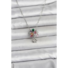 Karahanbey Çelik Zincir Gümüş Renk Uçan Balon Ev Figür Kadın Kolye -