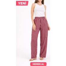 Palazzo Chic Çizgili Pantolon – Açık Pembe Xl