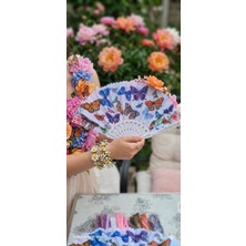 Kelebek Desenli Dekoratif Yelpaze