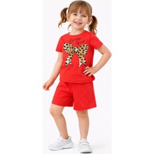 Melodi Kids Kız Çocuk Fiyonk Detaylı  Yazlık Alt Üst Pamuklu Takım