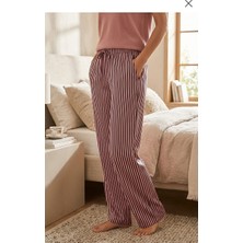 Softline Çizgili Kadın Rahat Ev Pantolonu Xl