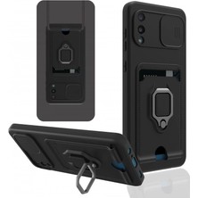 LTG Nova Galaxy A02 Kılıf Zuma Kartvizitli Yüzüklü - Siyah