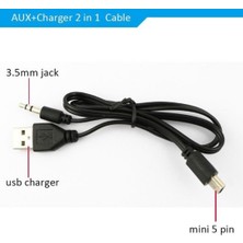 Derwell Bluetooth Speaker,mp3 Için 5pin Mini USB ile 3.5mm Aux Jak /erkek USB 2 In 1 Şarj ve Ses Kablosu Radio Ses Bombası Için Şarj Kablosu Aux/v3/usb Cable