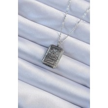 316L Çelik Zincir Eskitme Gümüş Renk Ay Figürlü Tarot Kolye - Lisinya