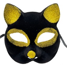 Cm Store Siyah Renk Gold Simli Kedi Maskesi