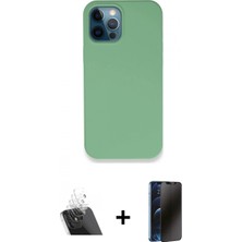 İlk El Grup Ieg™ iPhone 12 Pro Kılıf Zirve Modern Özel Seri - Siyah 3D Antistatik Hayalet Cam Ekran Koruyucu + Şeffaf Kamera Lens Koruma Cam