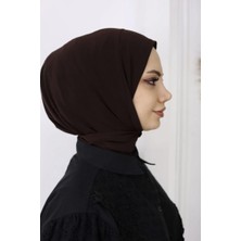 Fresco Scarfs Kadın Tesettür Çıt Çıtlı Hijap Bone Hazır Türban Eşarp Şal Acı Kahve