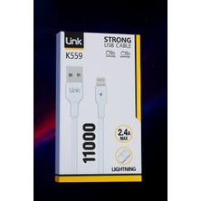 Link K559 Lightning Şarj Kablosu - 2.4A Hızlı Şarj - Beyaz