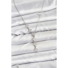 316L Çelik Zincir Gümüş Renk Yonca Model Kadın Kolye - Lisinya