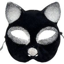 Cm Store Siyah Gümüş Simli Kedi Maskesi